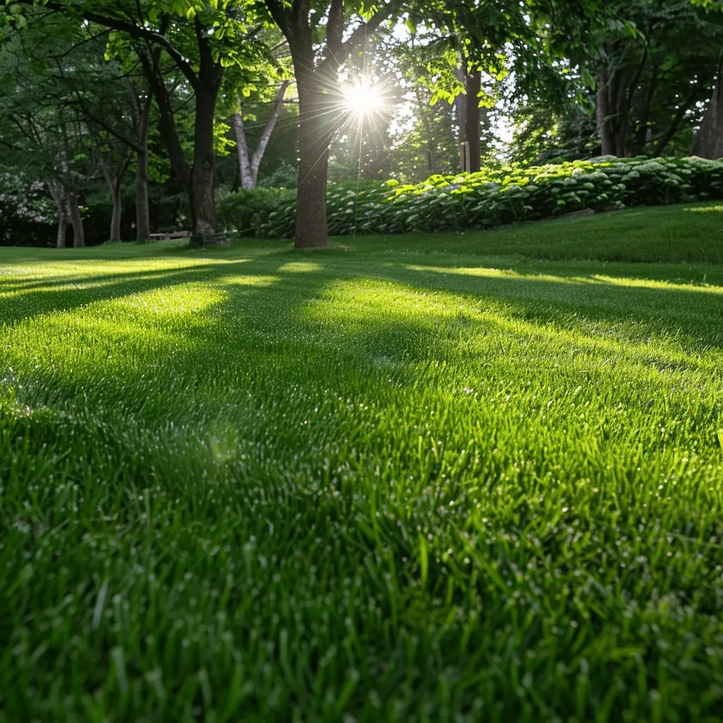 Freshly mowed professional lawn